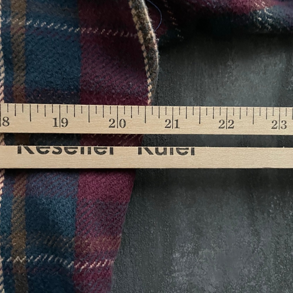 Vintage Plaid Flannel Western Shirt Mens M Burgundy 1990s Wrangler - Picture 6 of 9